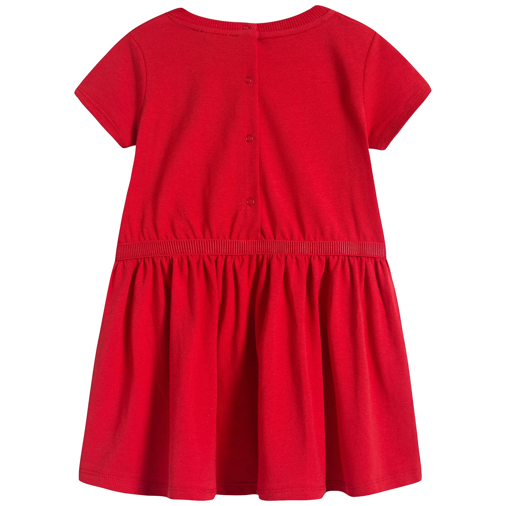 Baby Girls Red Teddy Cotton Dress