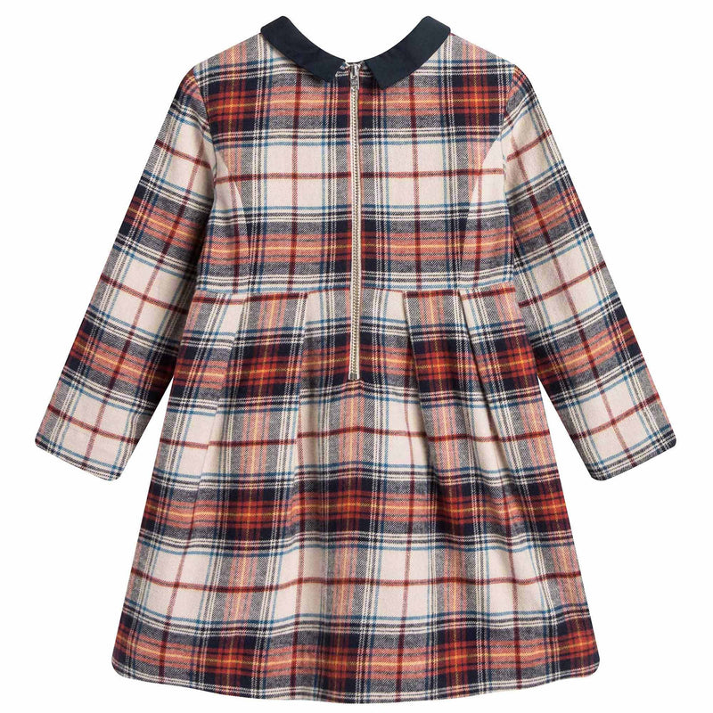 Girls Multicolor Check Cotton Dress With Black Collar - CÉMAROSE | Children's Fashion Store - 2
