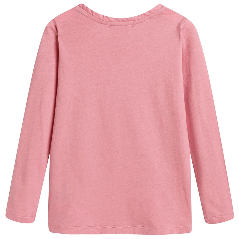 Girls Dusky Pink Cotton Fancy Printed Trims T-Shirt - CÉMAROSE | Children's Fashion Store - 2