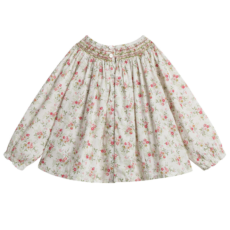 Baby Girls Sweet Pink Allover Flower Printed Rib Collar Blouse - CÉMAROSE | Children's Fashion Store - 2