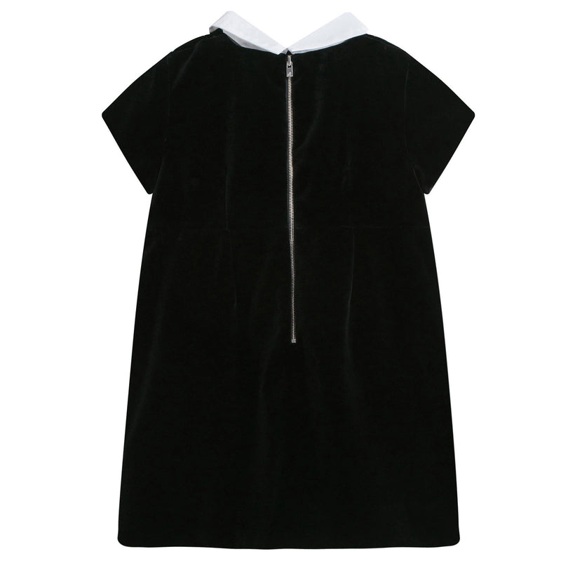 Girls Black Cotton Dress With White Collar - CÉMAROSE | Children's Fashion Store - 3
