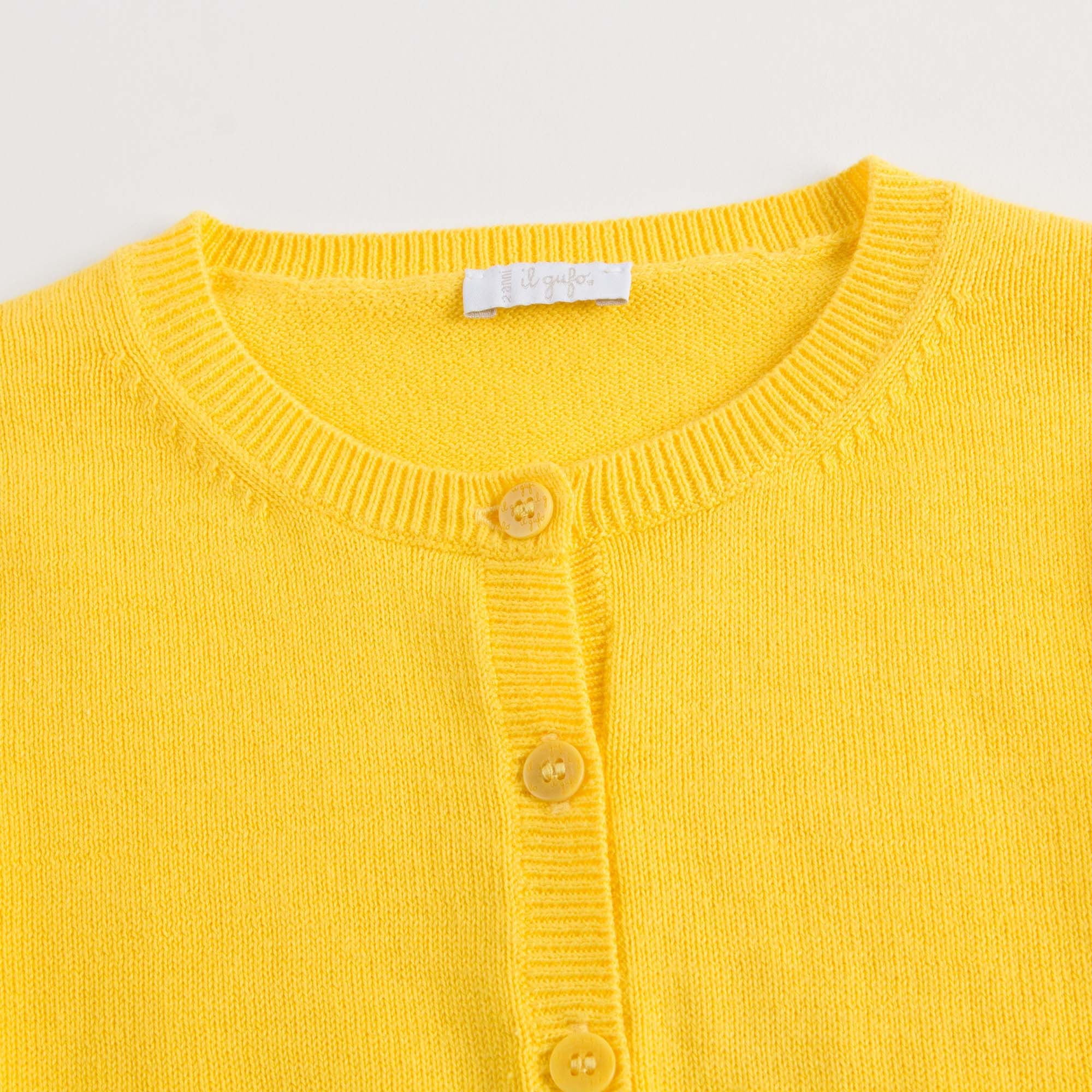 Girls Yellow Cotton Cardigan