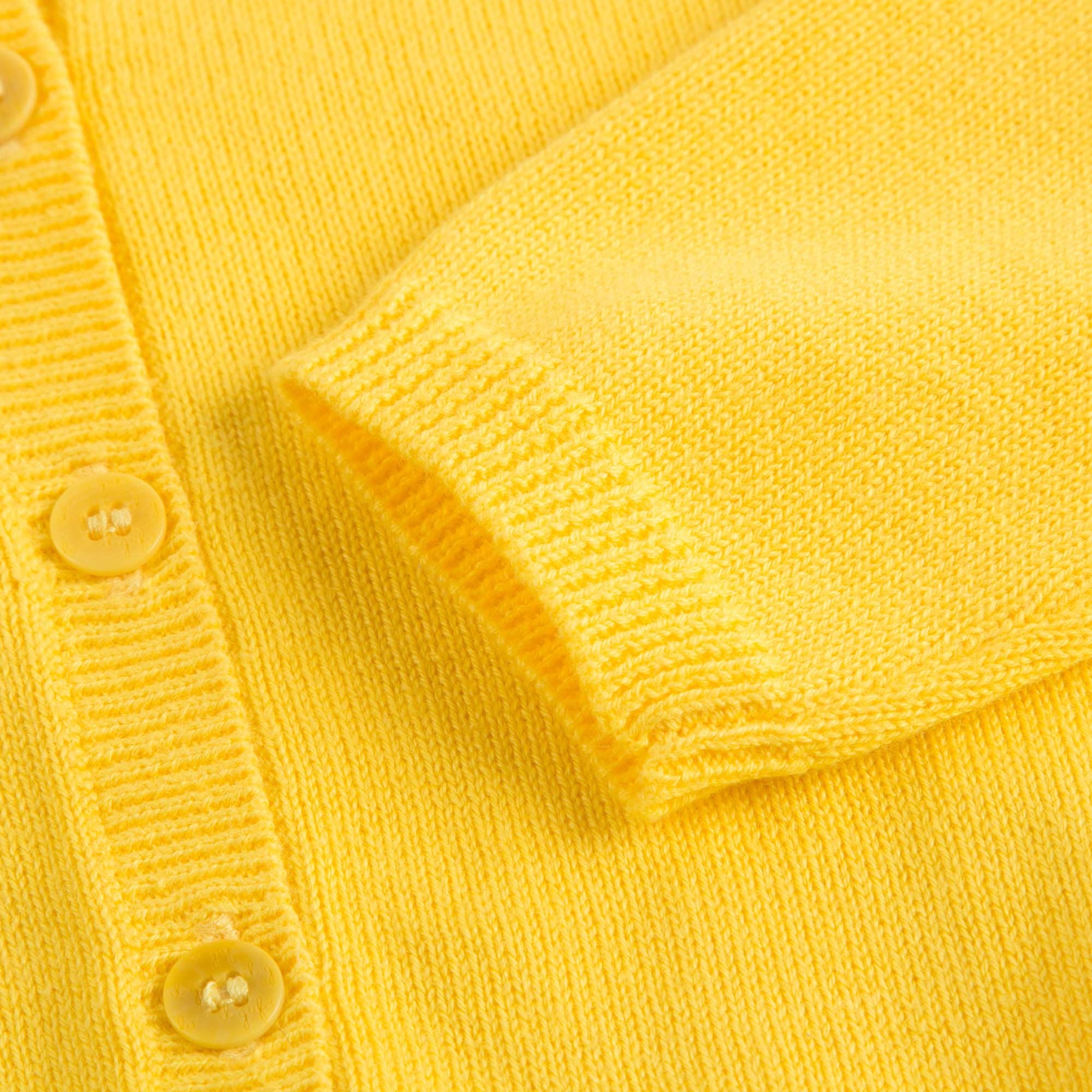 Girls Yellow Cotton Cardigan