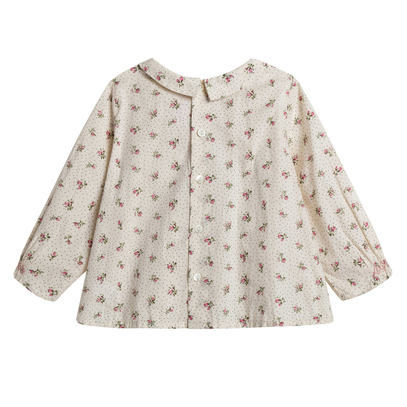 Baby Girls Dusky Pink Allover Flower Printed Trims Blouse - CÉMAROSE | Children's Fashion Store - 2