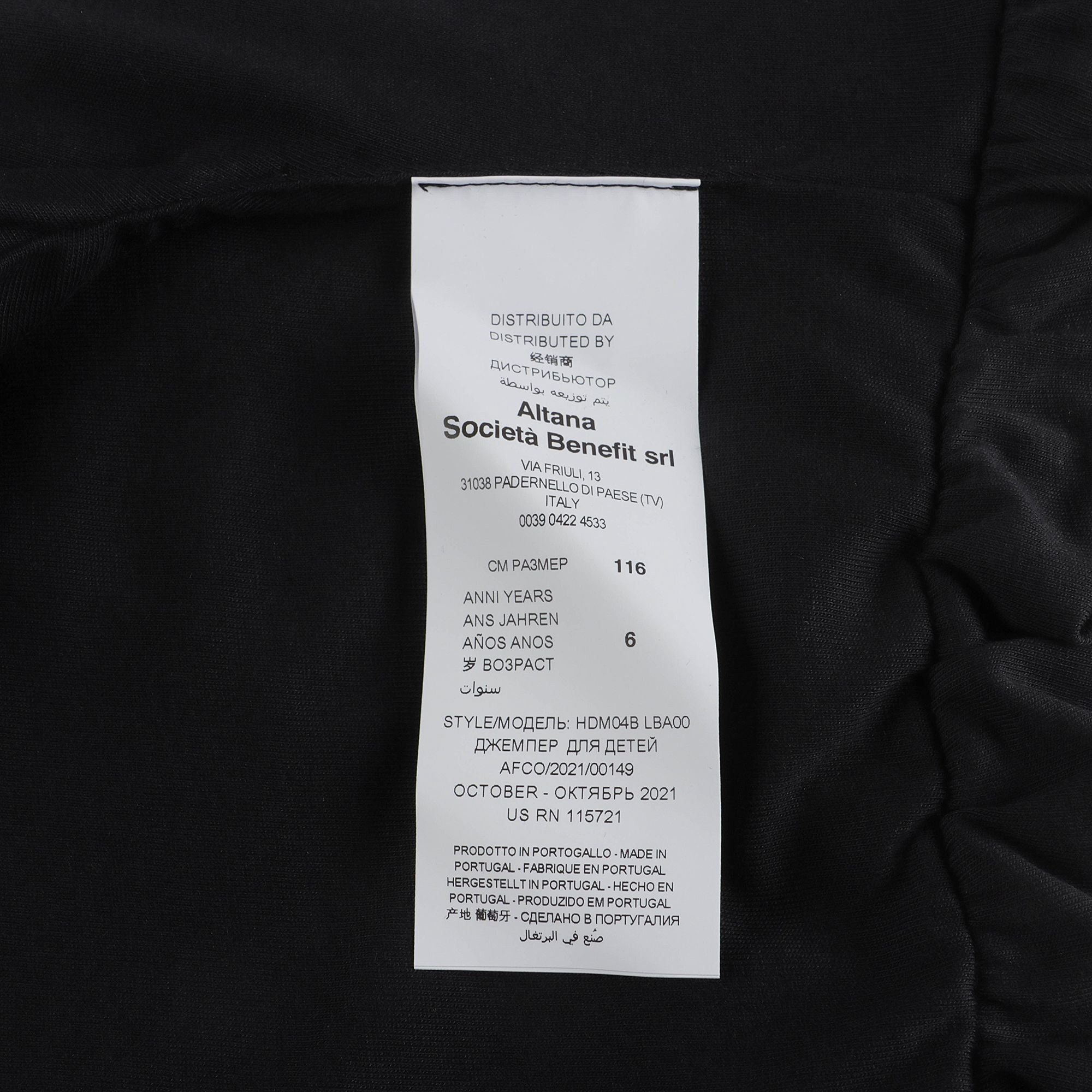 Boys & Girls Black Logo Cotton T-Shirt