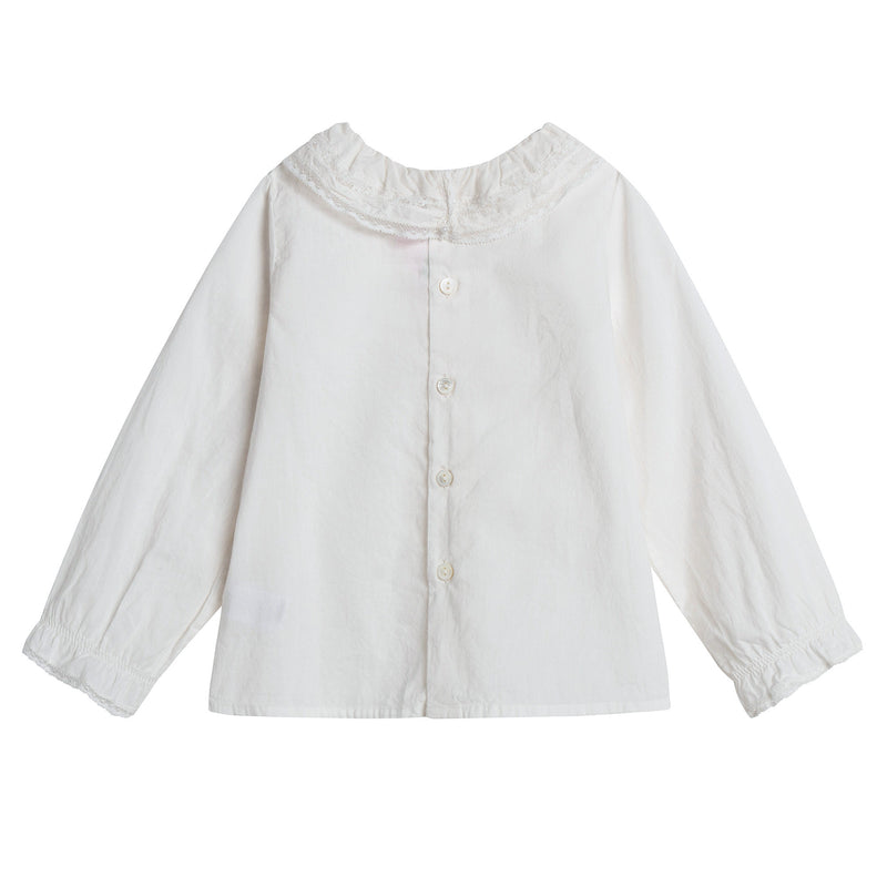 Baby Girls White Cotton Ruflled Collar Blouse - CÉMAROSE | Children's Fashion Store - 2
