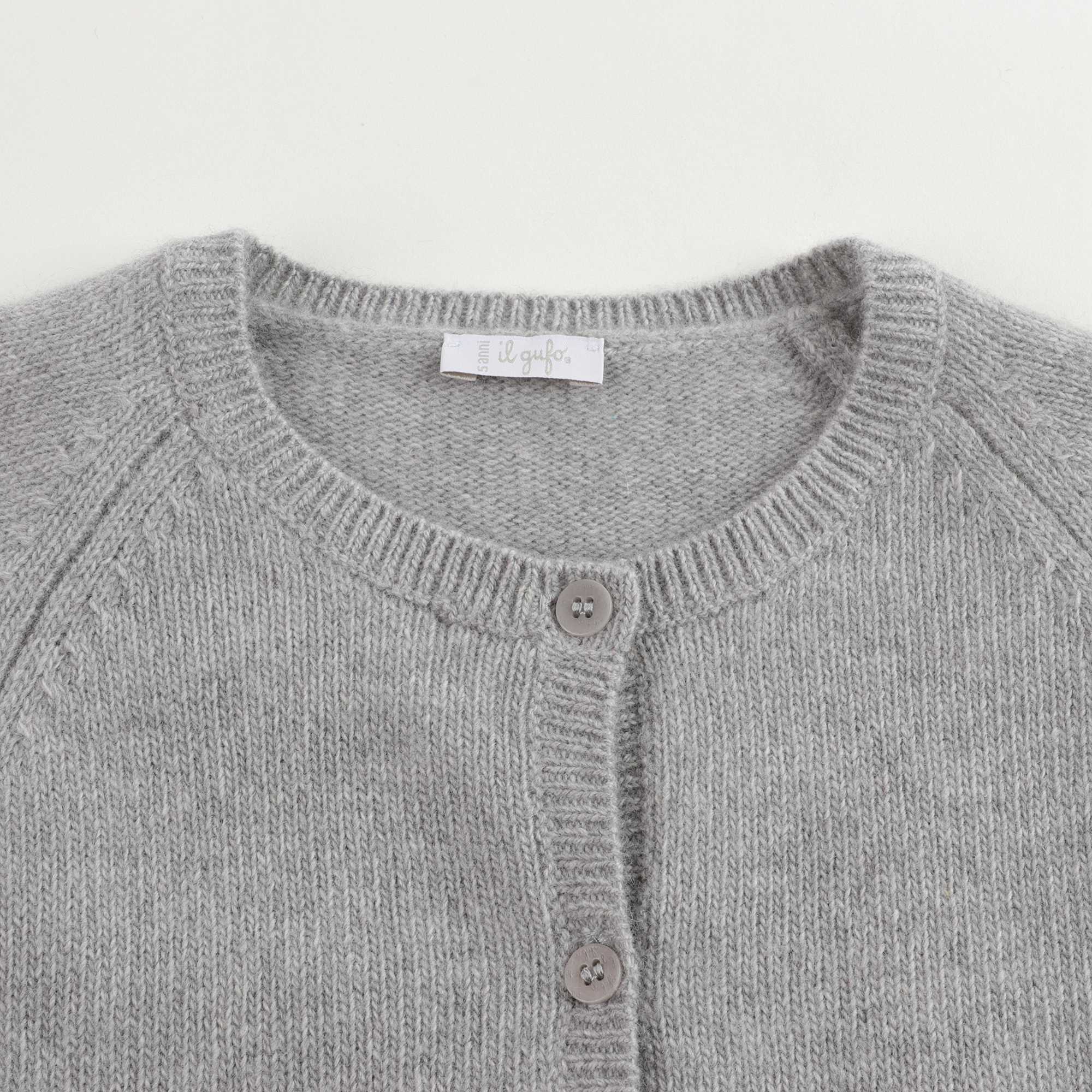 Girls Grey Balloon Wool Cardigan