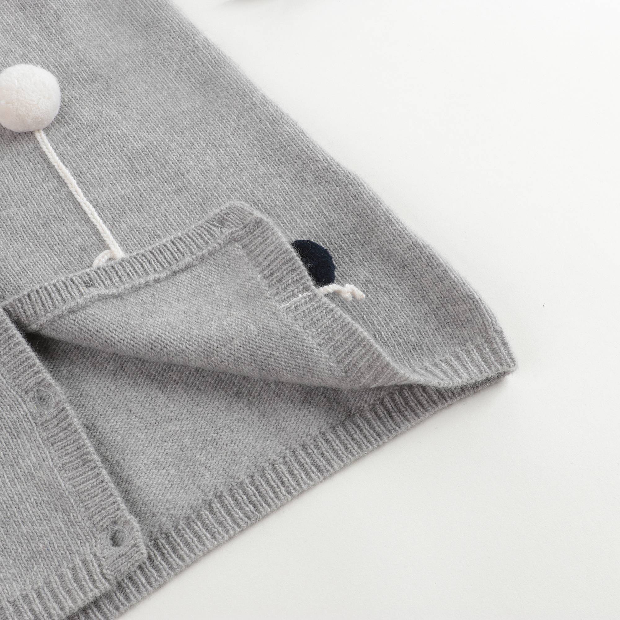 Girls Grey Balloon Wool Cardigan