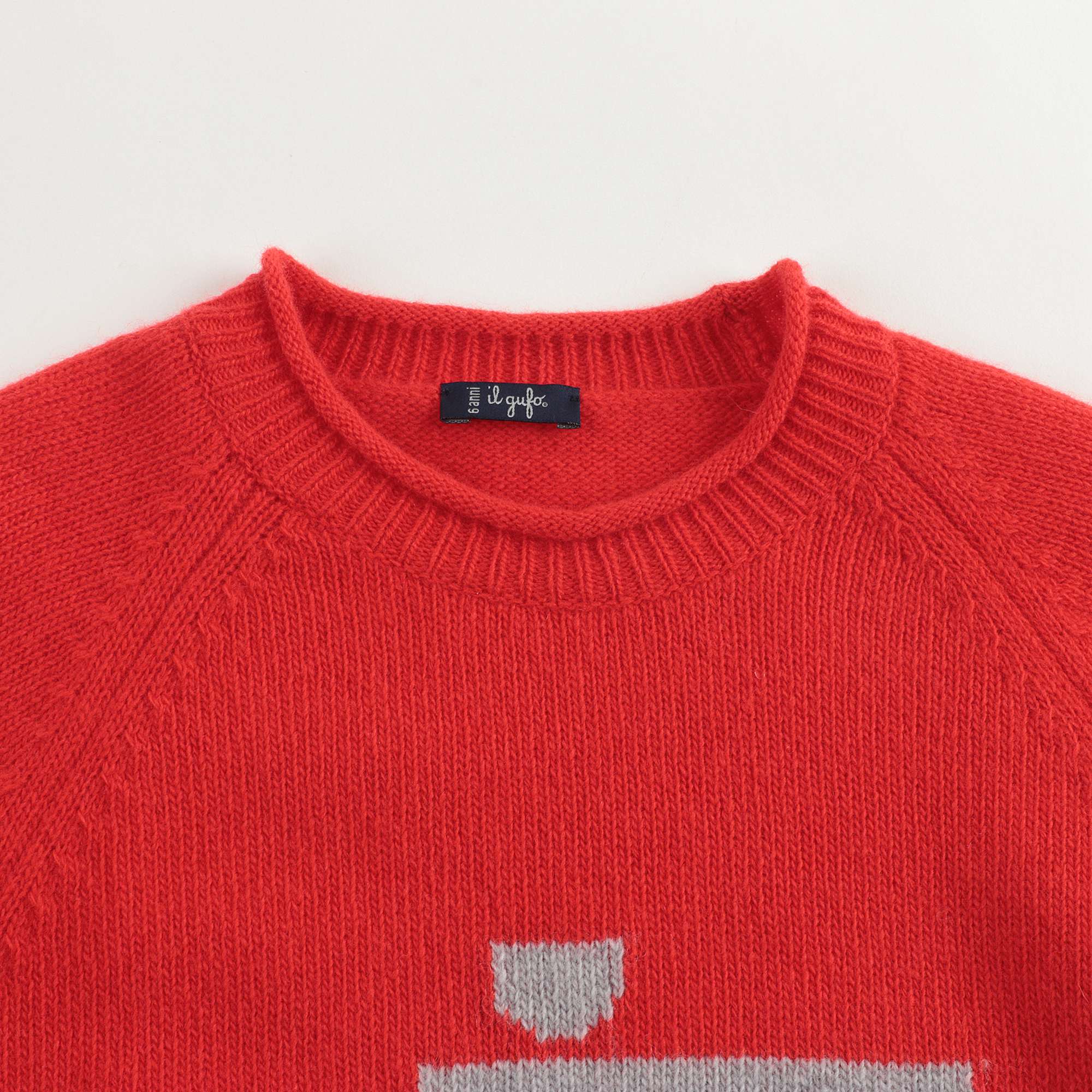 Boys Red Pattern Wool Sweater
