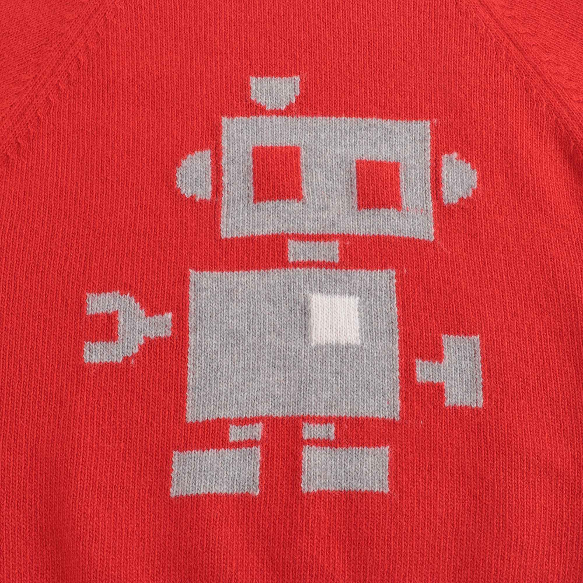 Boys Red Pattern Wool Sweater