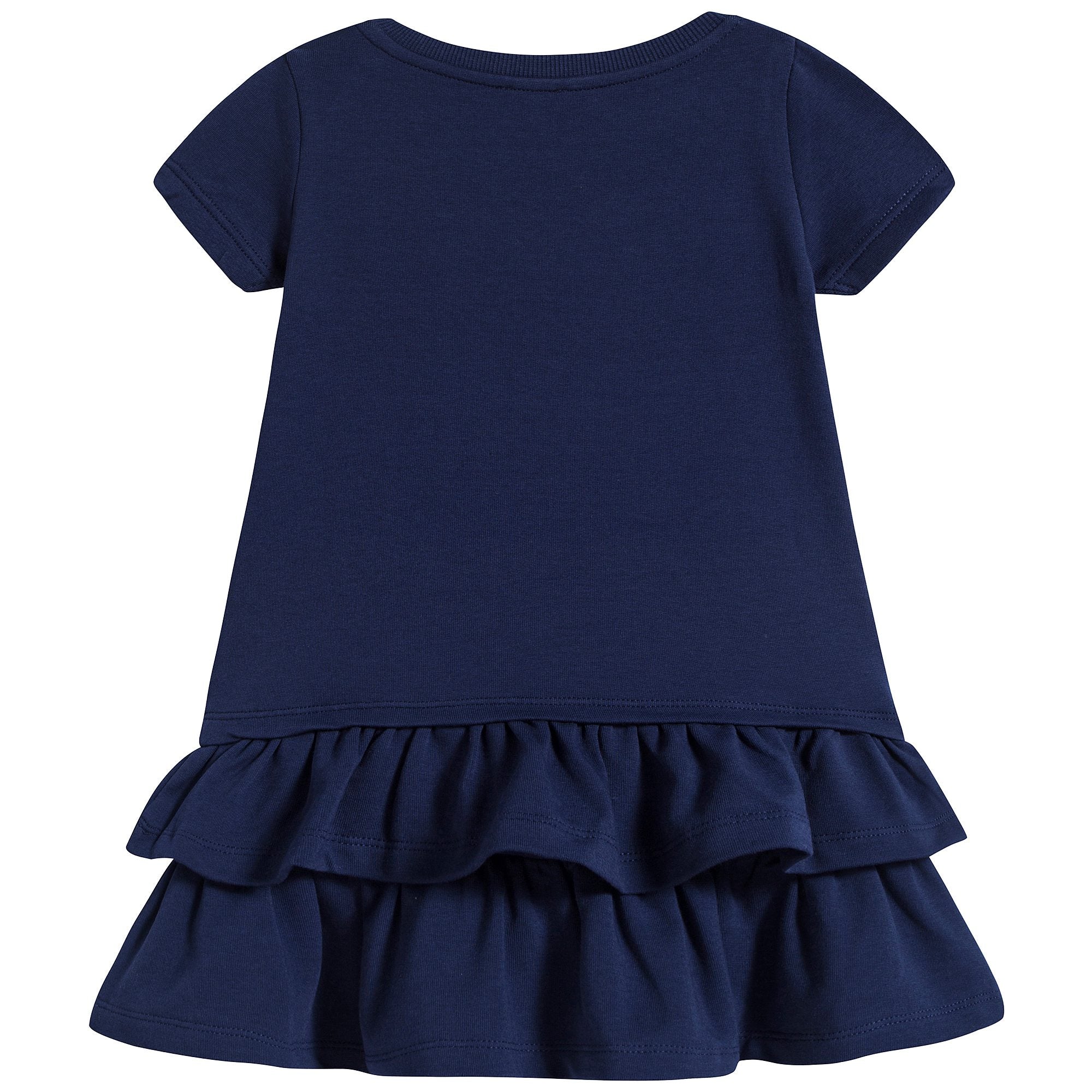 Baby Girls Navy Blue Teddy Cotton Dress
