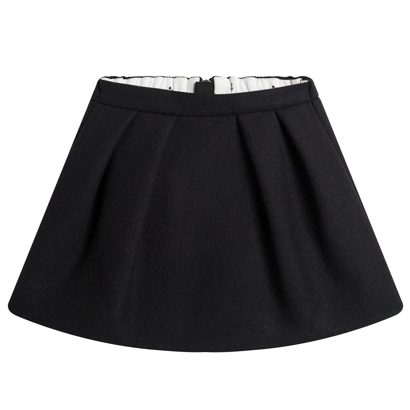 Girls Black Woven Ruflled Skirt - CÉMAROSE | Children's Fashion Store - 1