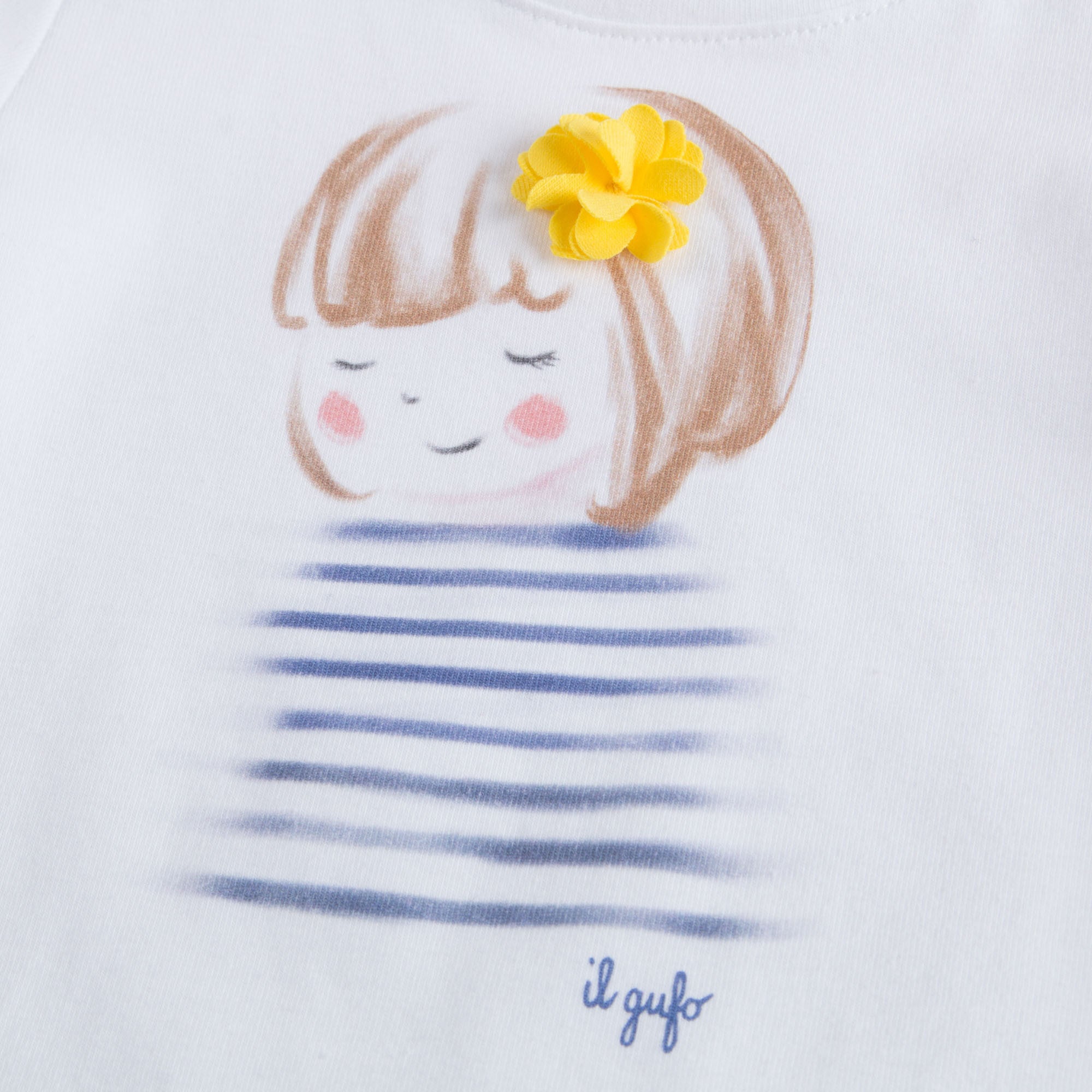 Baby Girls White Cotton T-Shirt with Girl Appliqué
