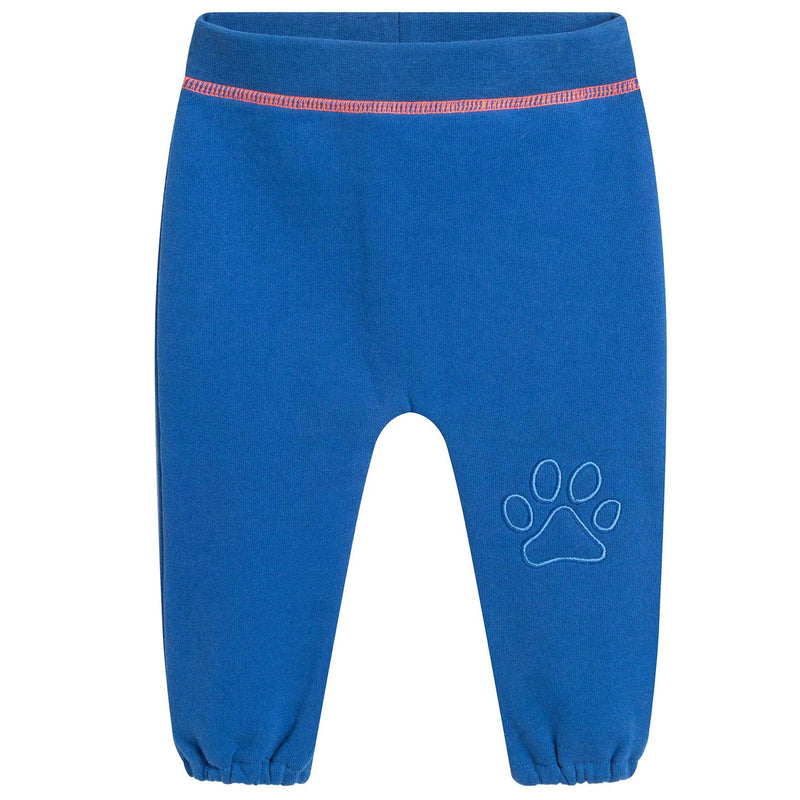 Baby Boys Wave Blue Rib Cuffs Cotton Trouser - CÉMAROSE | Children's Fashion Store - 1