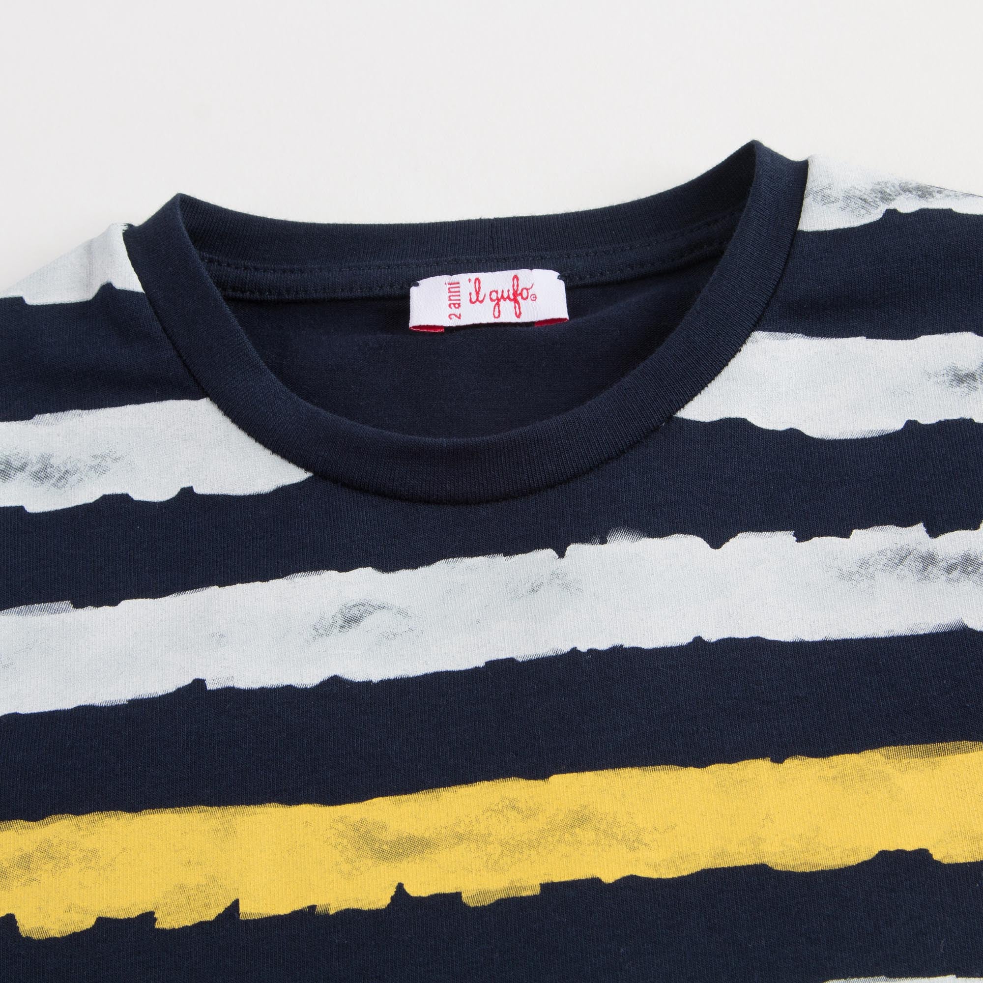 Boys Dark Blue & White Striped T-shirt