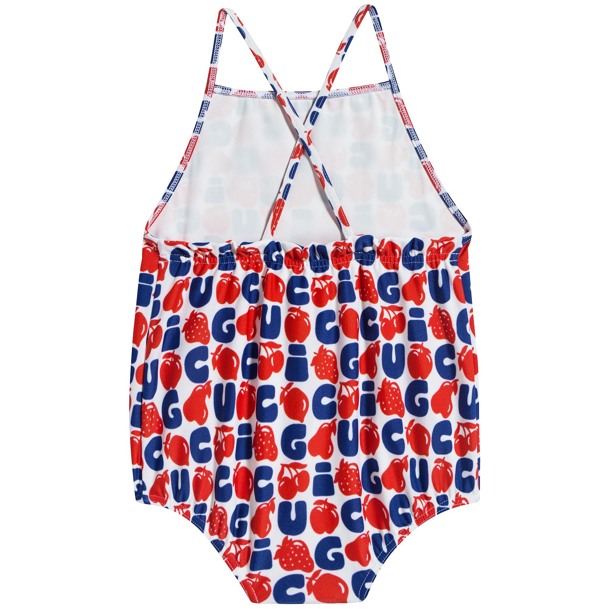 Baby Girls Red & Blue Logo Swimsuit