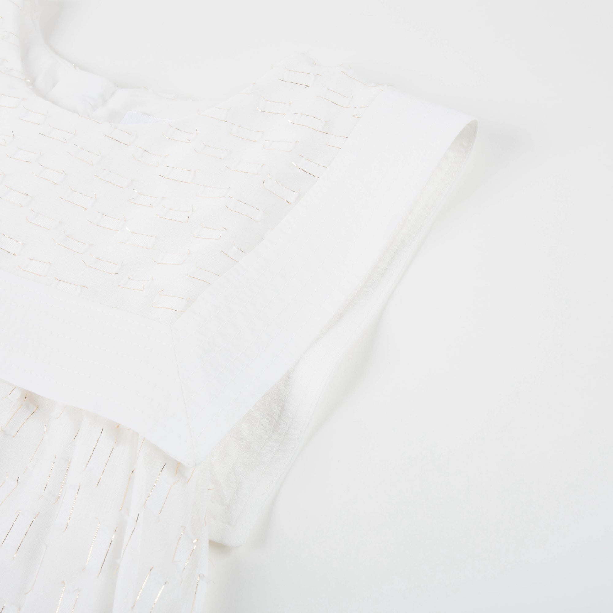 Girls White Polyester Dress