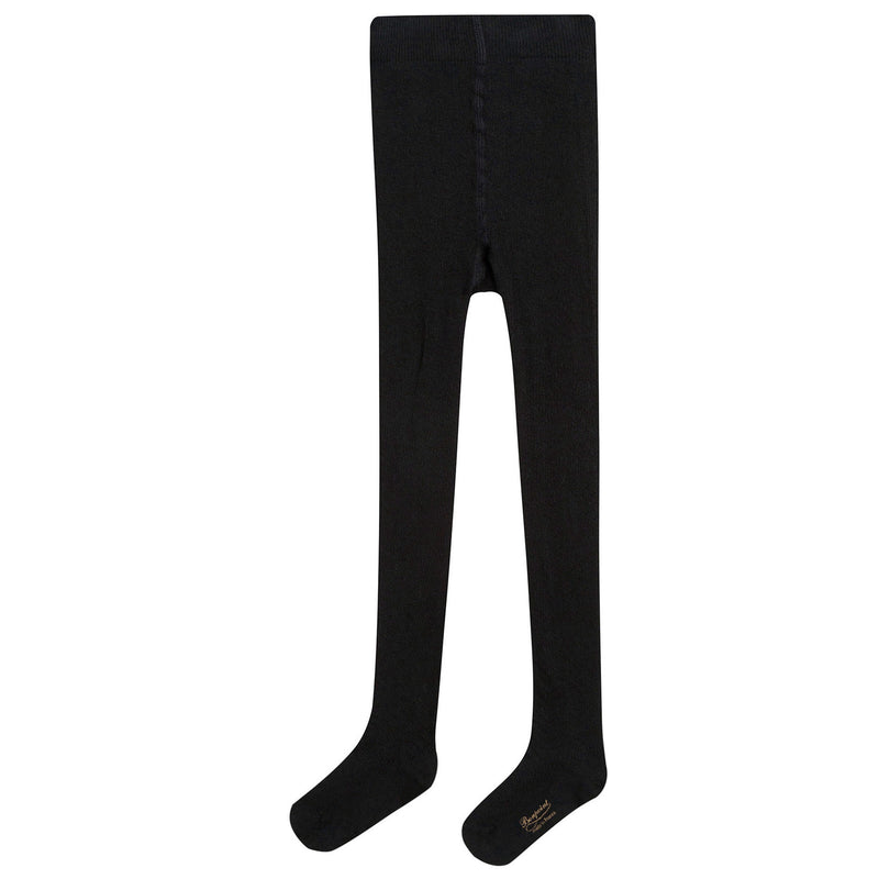 Girls Black Cotton Ribbed Tights - CÉMAROSE | Children's Fashion Store - 1