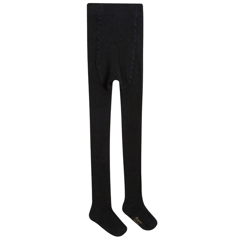 Girls Black Cotton Ribbed Tights - CÉMAROSE | Children's Fashion Store - 2