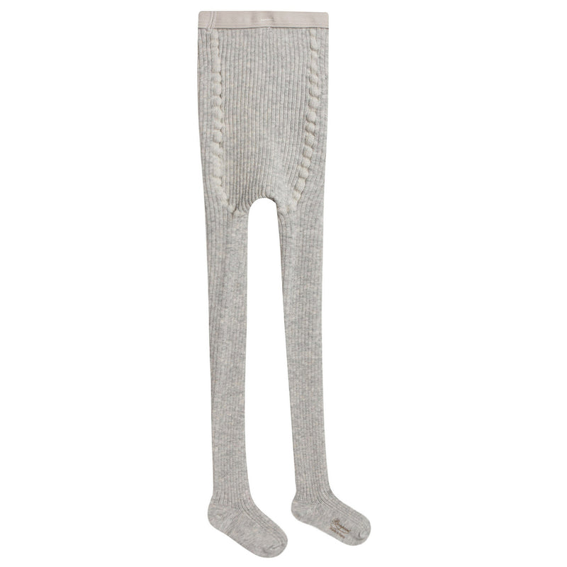 Girls Light Blue Cotton Ribbed Tights - CÉMAROSE | Children's Fashion Store - 2