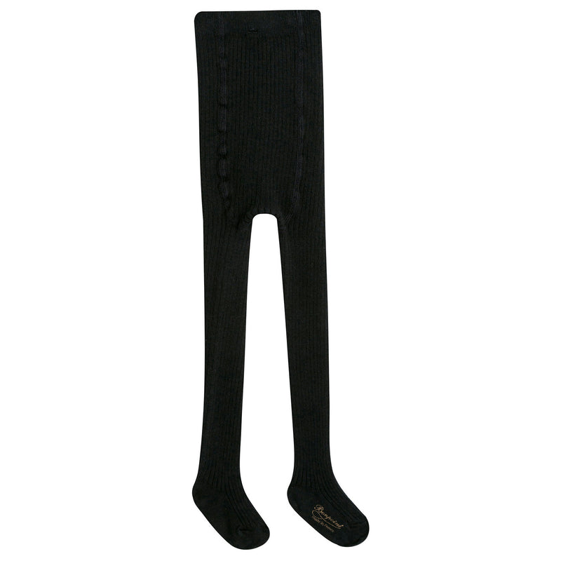 Baby Girls Black Cotton Tights - CÉMAROSE | Children's Fashion Store - 2