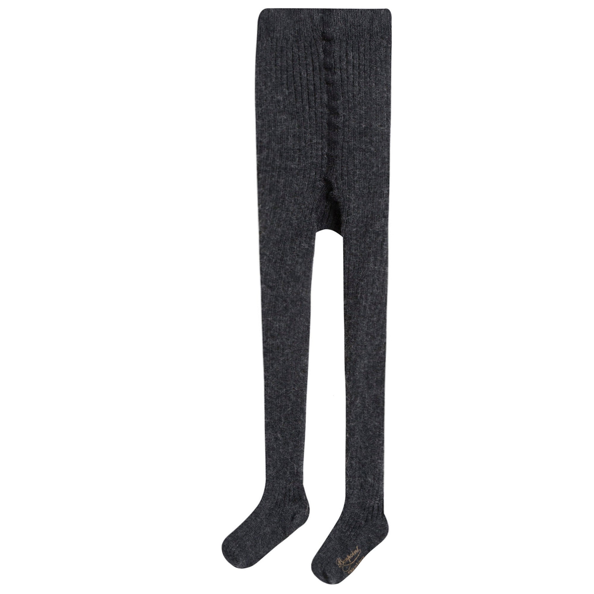Baby Girls Dark Grey Cotton Ribbed Tights - CÉMAROSE | Children's Fashion Store - 1
