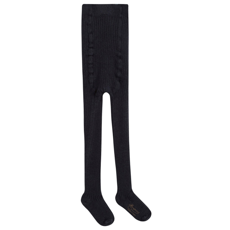 Baby Girls Navy Blue Cotton Ribbed Tights - CÉMAROSE | Children's Fashion Store - 2