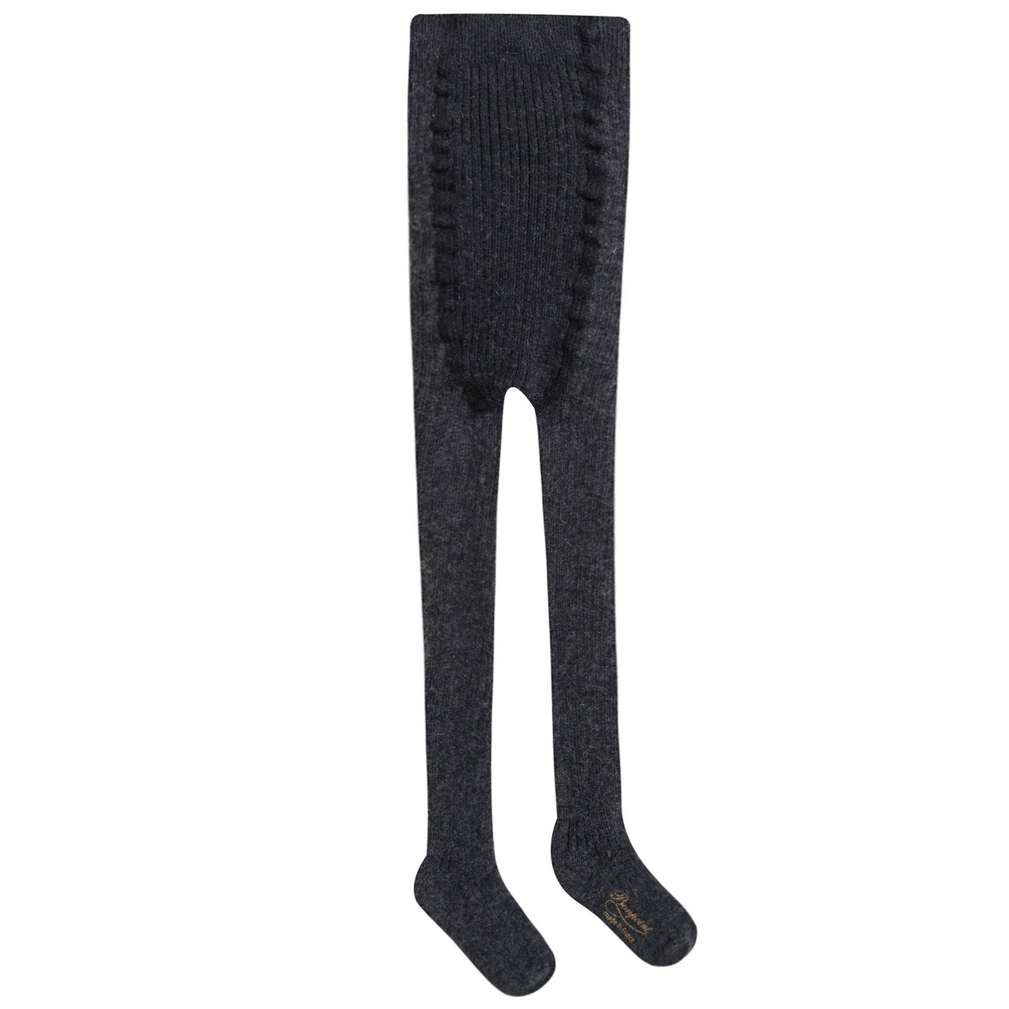 Baby Girls Dark Grey Cotton Ribbed Tights - CÉMAROSE | Children's Fashion Store - 2