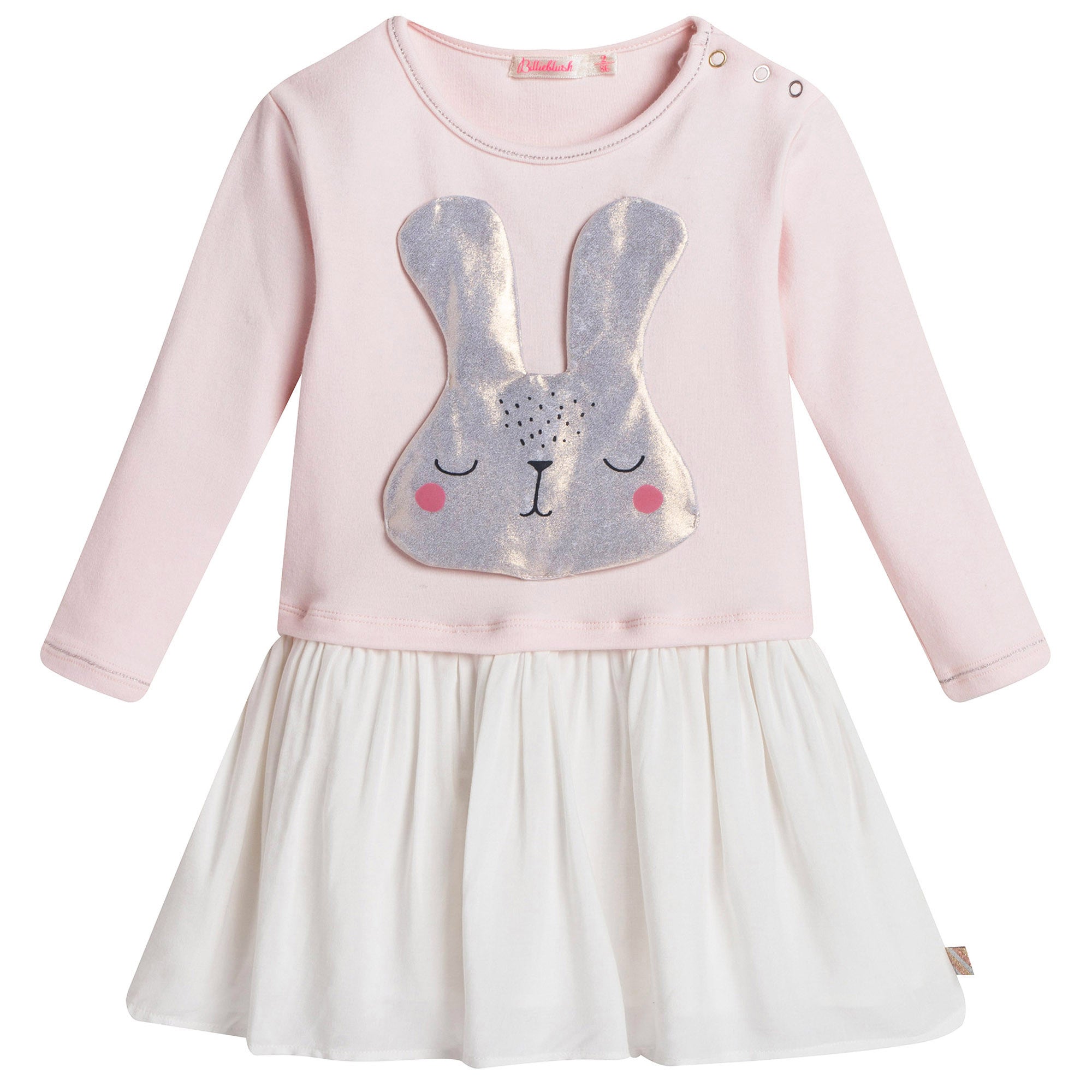 Baby Girls Pink Patch Bunny Trims Cotton Dress - CÉMAROSE | Children's Fashion Store - 1