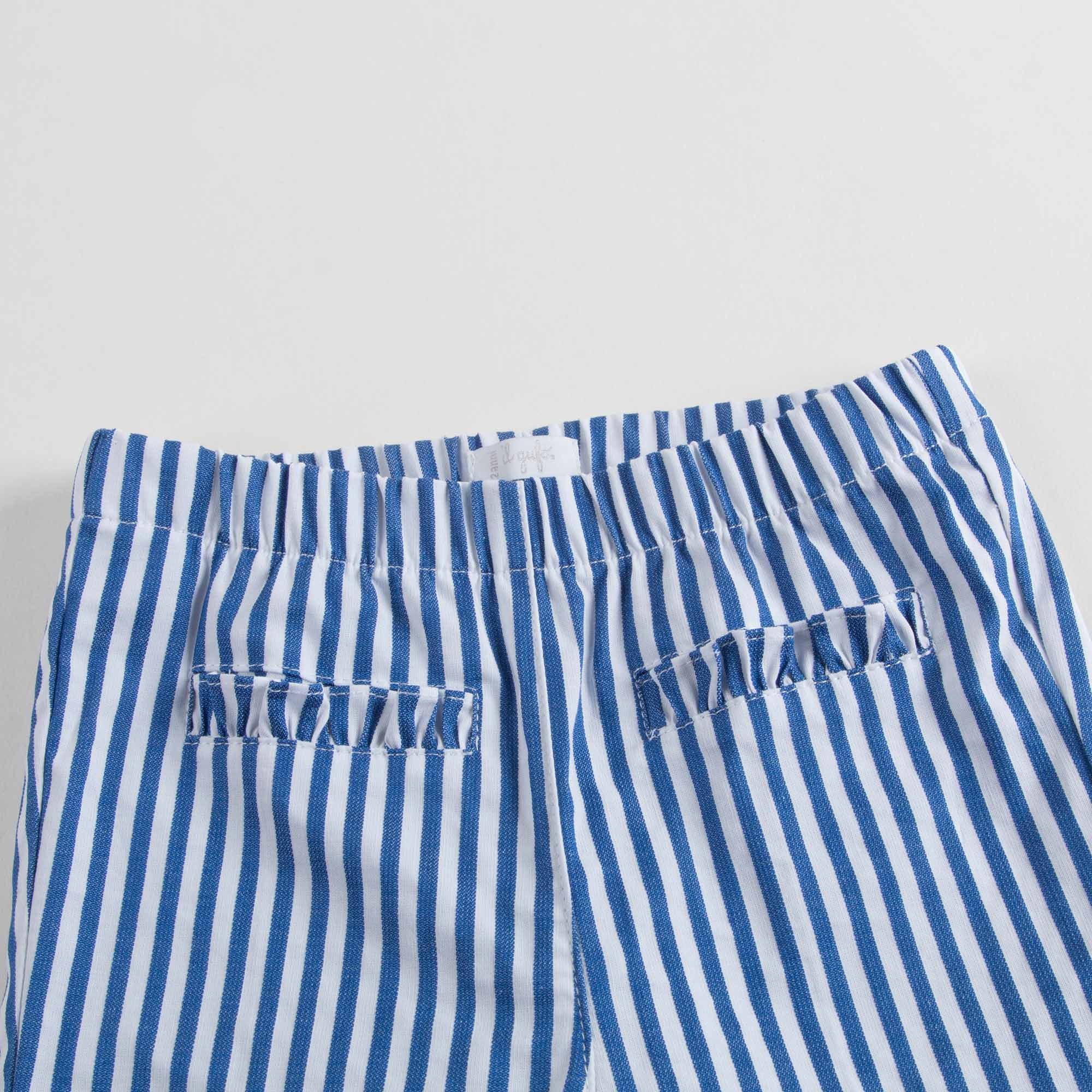 Girls Blue & White Striped Capri Pants