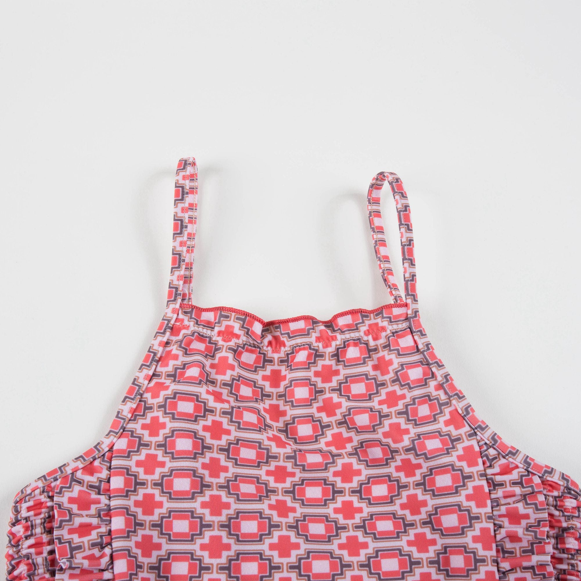 Girls Red Kaleido Print Jersey Swimsuit