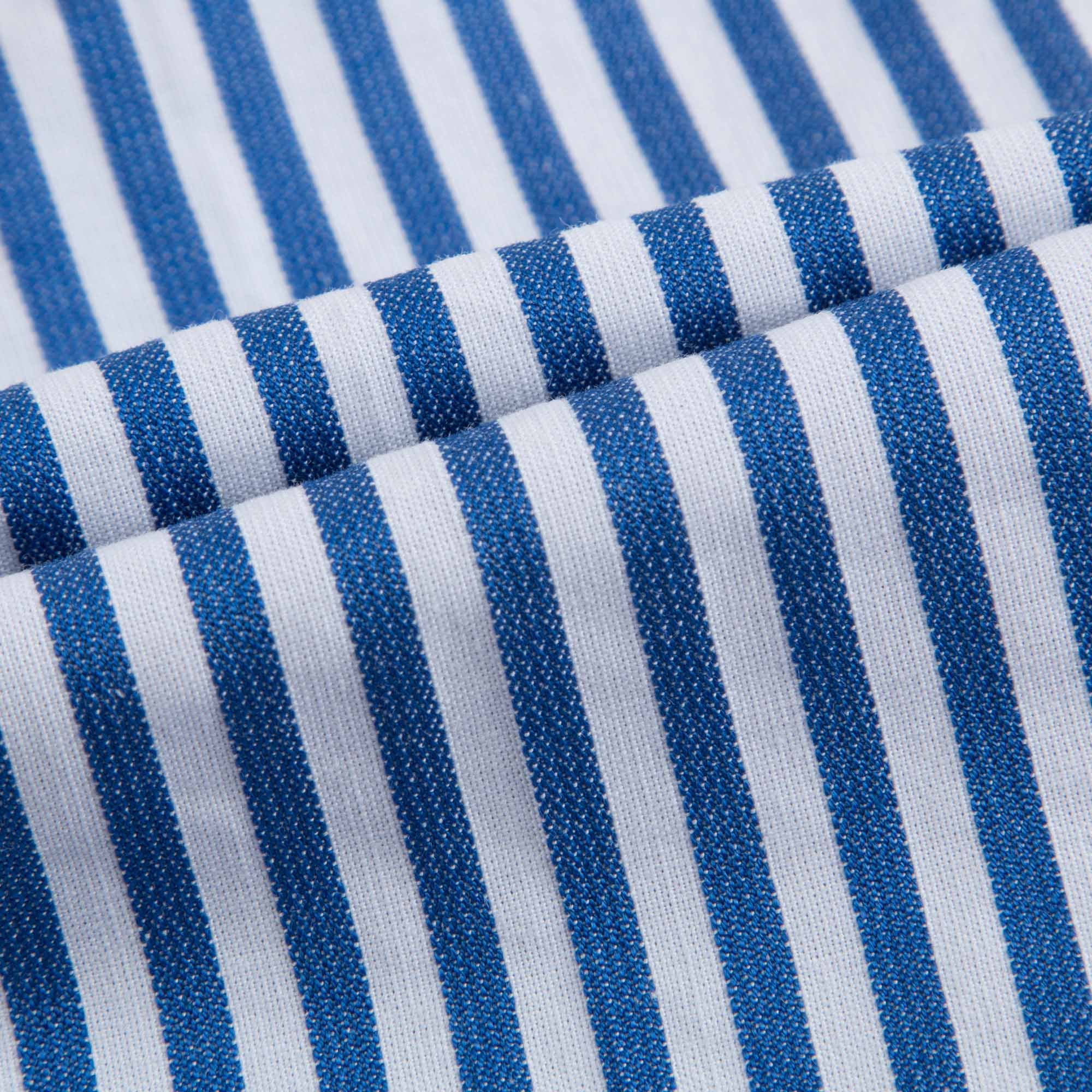 Girls Blue & White Striped Capri Pants