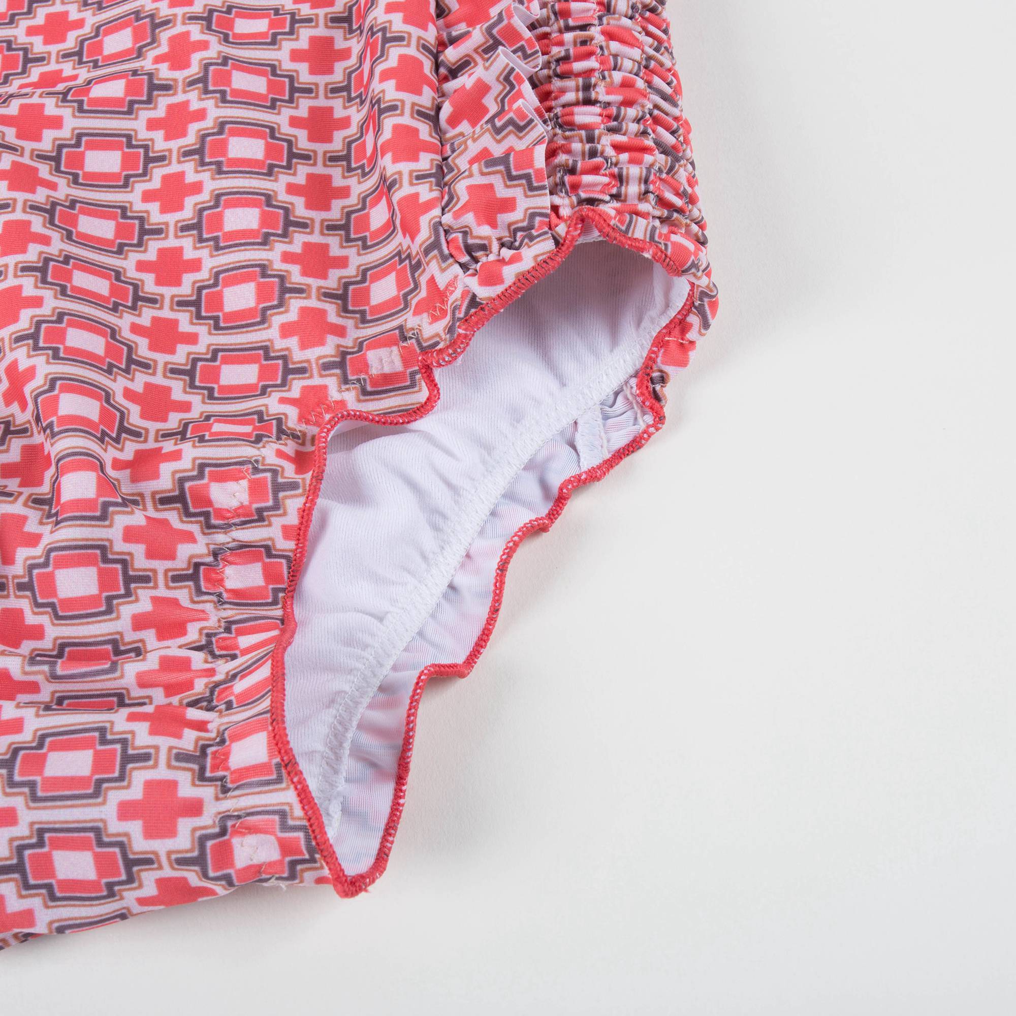 Girls Red Kaleido Print Jersey Swimsuit
