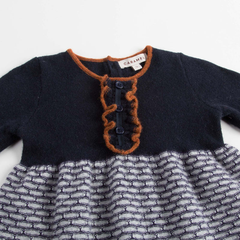 Baby Girls Navy Blue Knitted Wool Dress - CÉMAROSE | Children's Fashion Store - 3