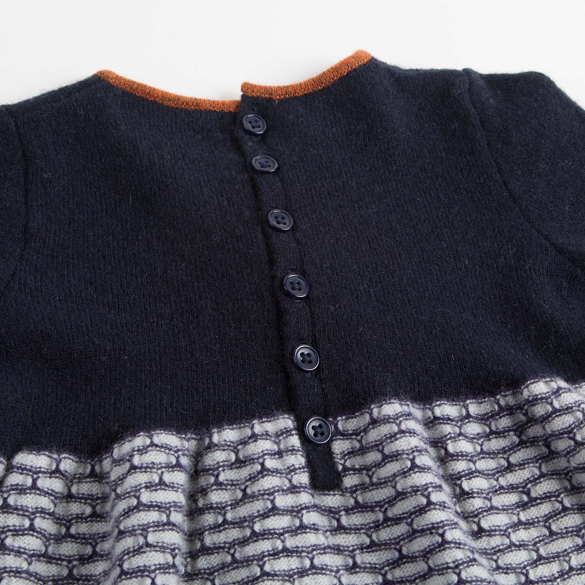 Baby Girls Navy Blue Knitted Wool Dress - CÉMAROSE | Children's Fashion Store - 6