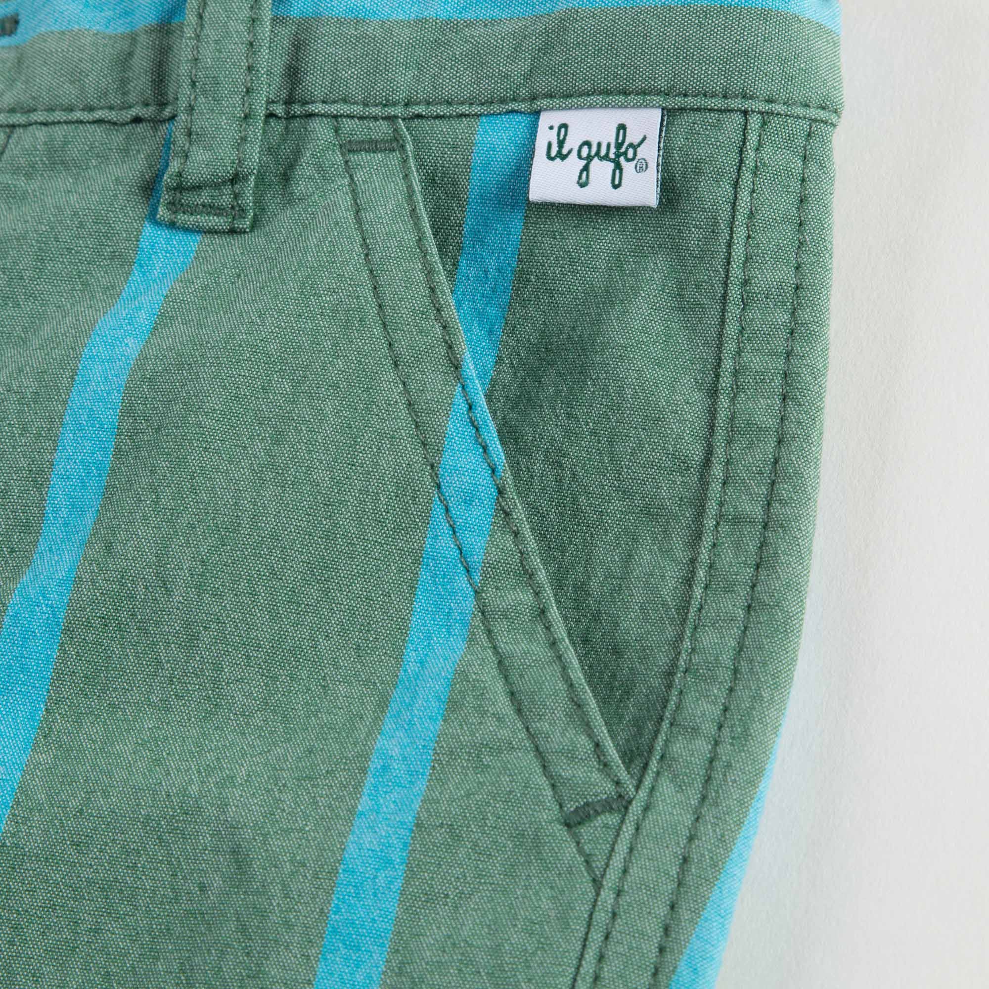 Boys Green Striped Shorts