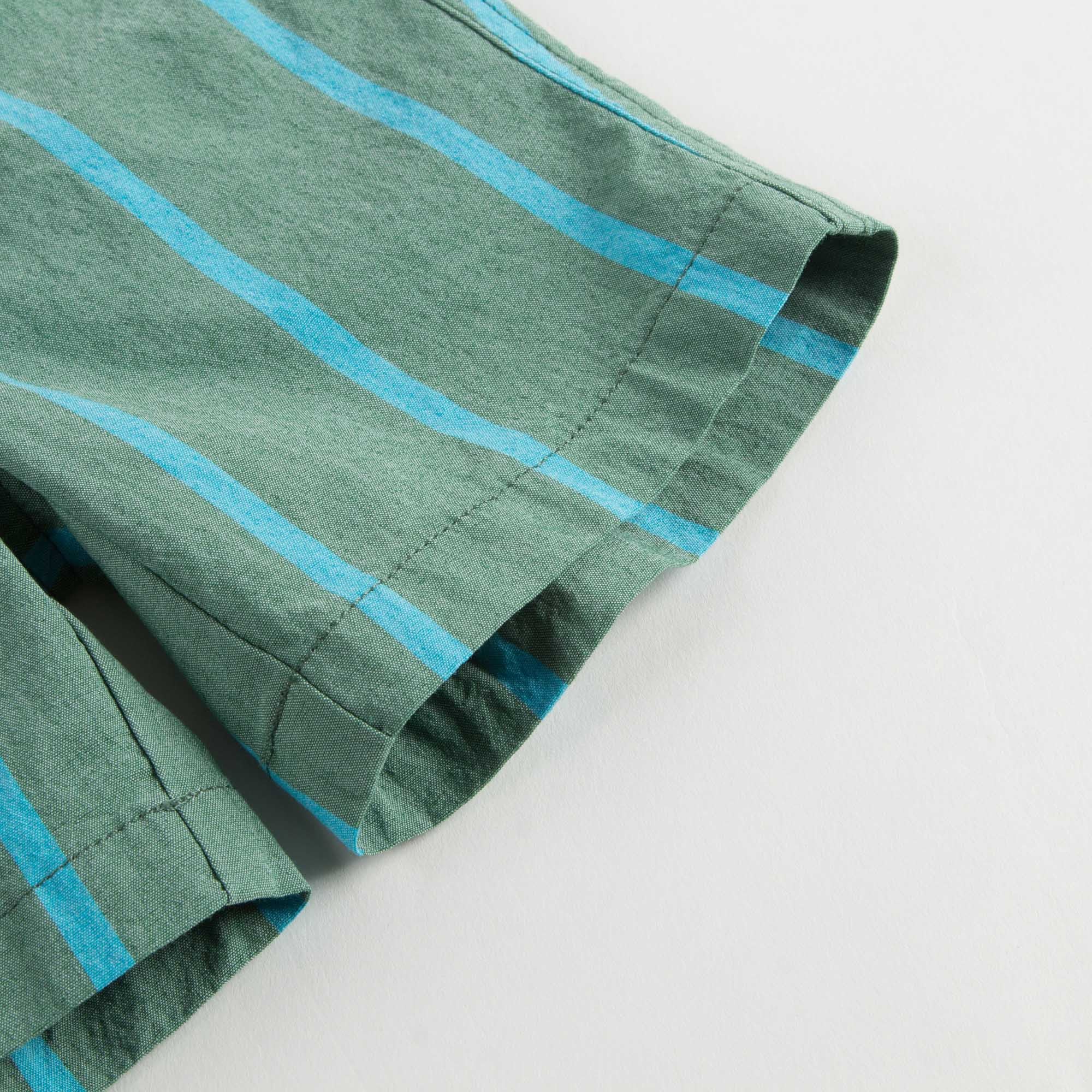 Boys Green Striped Shorts