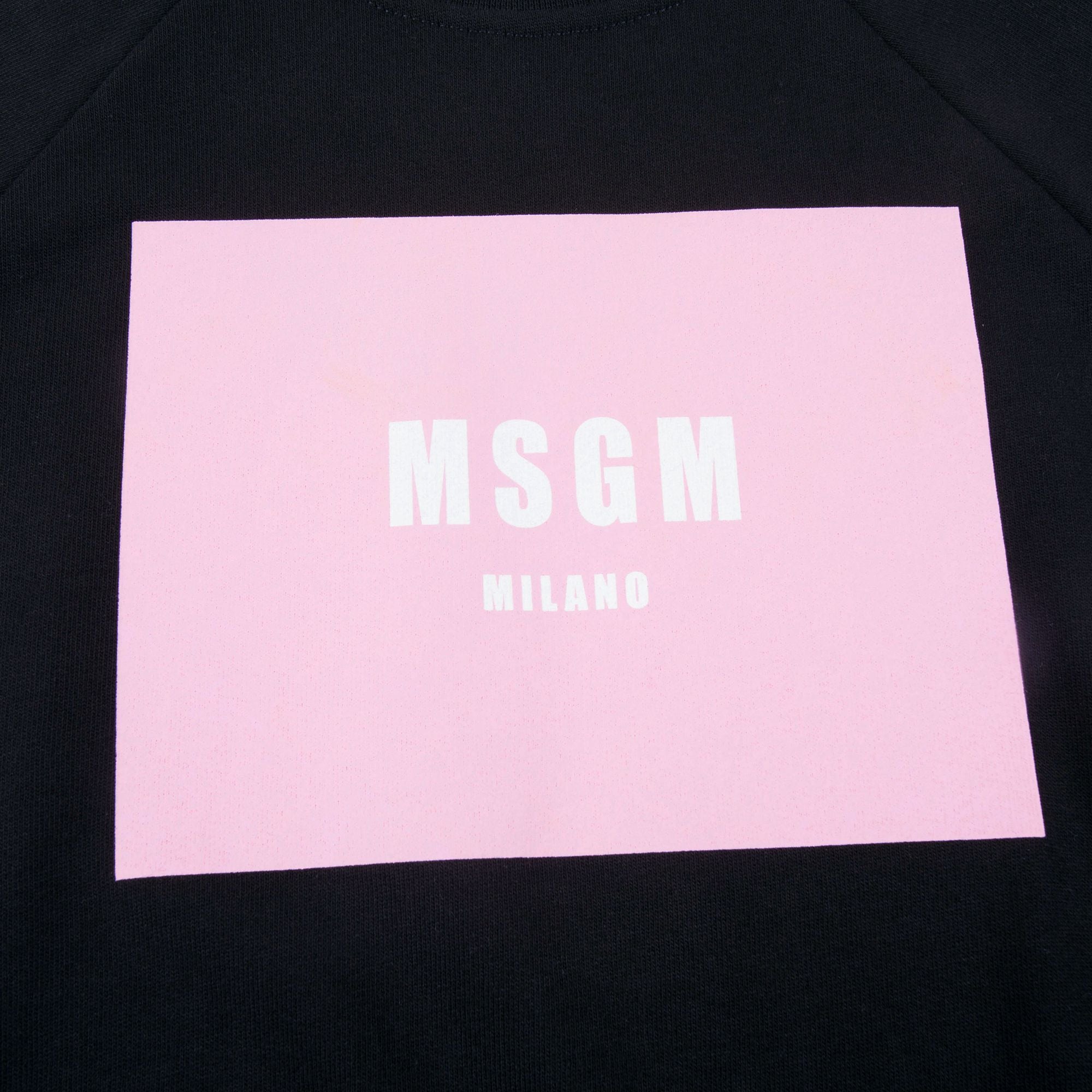 Girls Black Logo Cotton Over Swea T-shirt