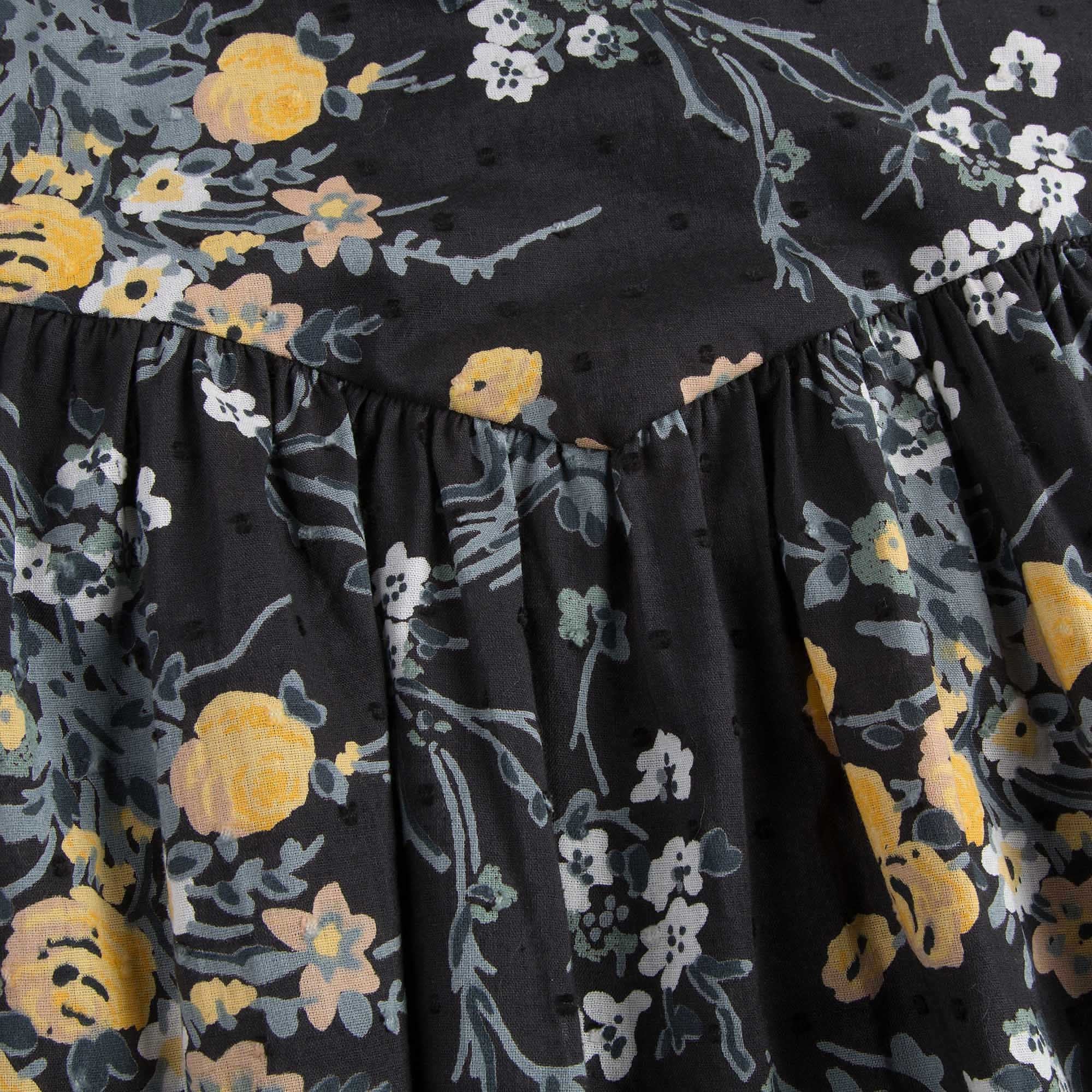 Girls Black Cotton Blouse With Gold Flower Print Trims - CÉMAROSE | Children's Fashion Store - 6