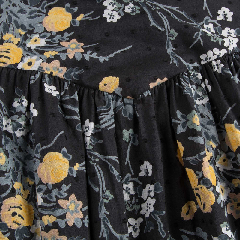 Girls Black Cotton Blouse With Gold Flower Print Trims - CÉMAROSE | Children's Fashion Store - 6