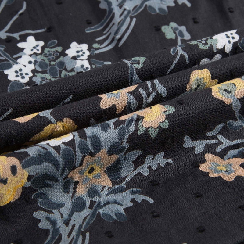 Baby Girls Black Cotton Dress With Gold Flower Print Trims - CÉMAROSE | Children's Fashion Store - 7