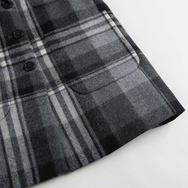 Girls Dark Grey Check Wool Coat - CÉMAROSE | Children's Fashion Store - 6