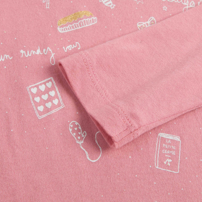 Girls Dusky Pink Cotton Fancy Printed Trims T-Shirt - CÉMAROSE | Children's Fashion Store - 5