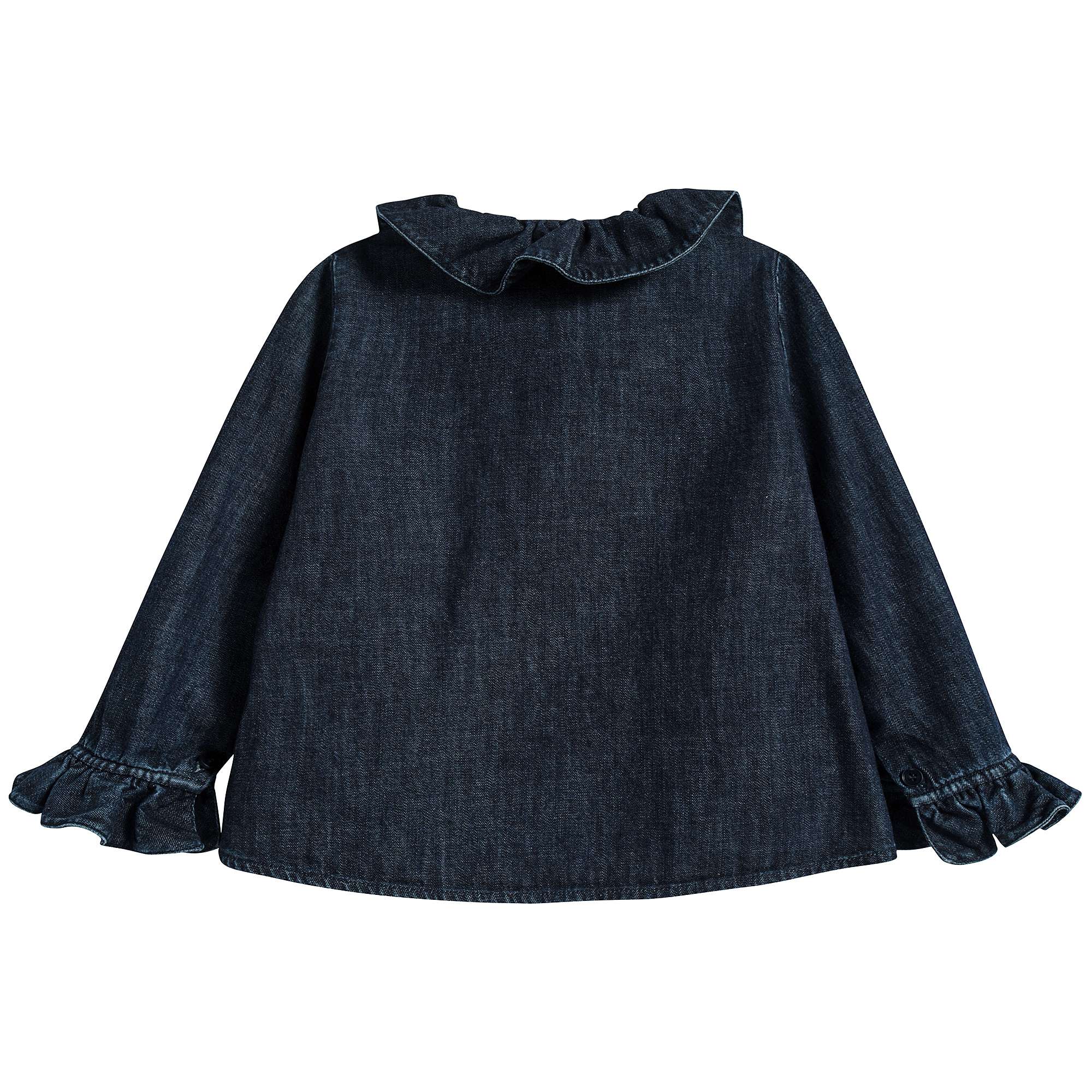 Girls Dark Blue Cotton Shirt