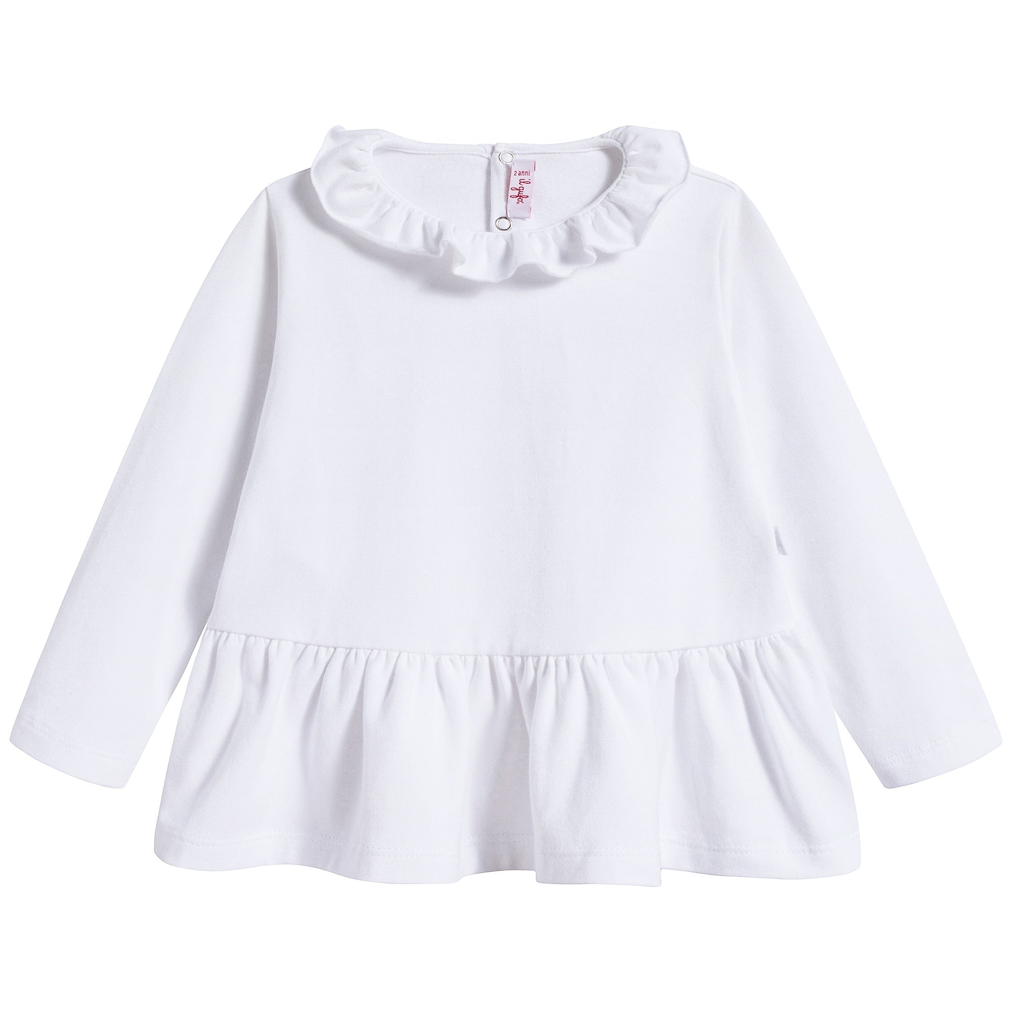 Girls White Cotton T-shirt