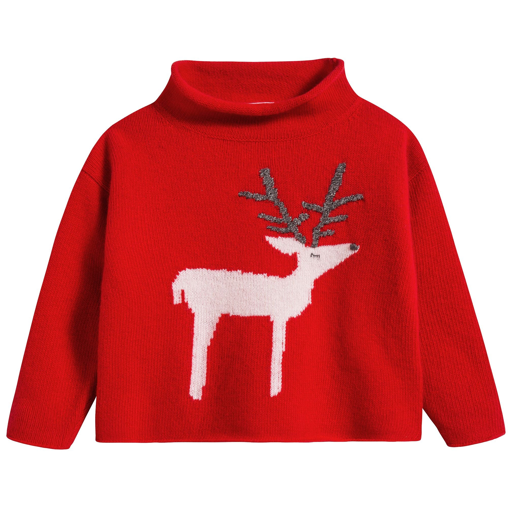 Girls Poppy Red & Milk Wool Sweater