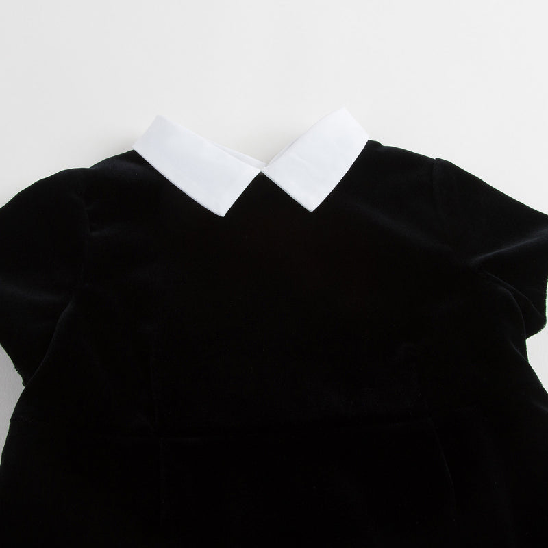 Girls Black Cotton Dress With White Collar - CÉMAROSE | Children's Fashion Store - 4