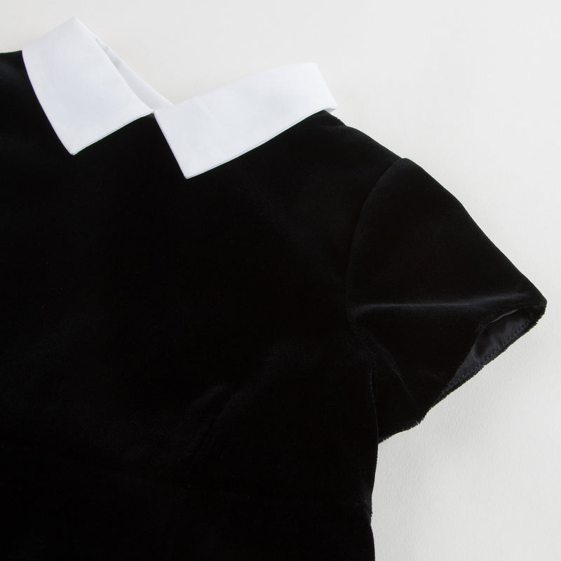 Girls Black Cotton Dress With White Collar - CÉMAROSE | Children's Fashion Store - 5