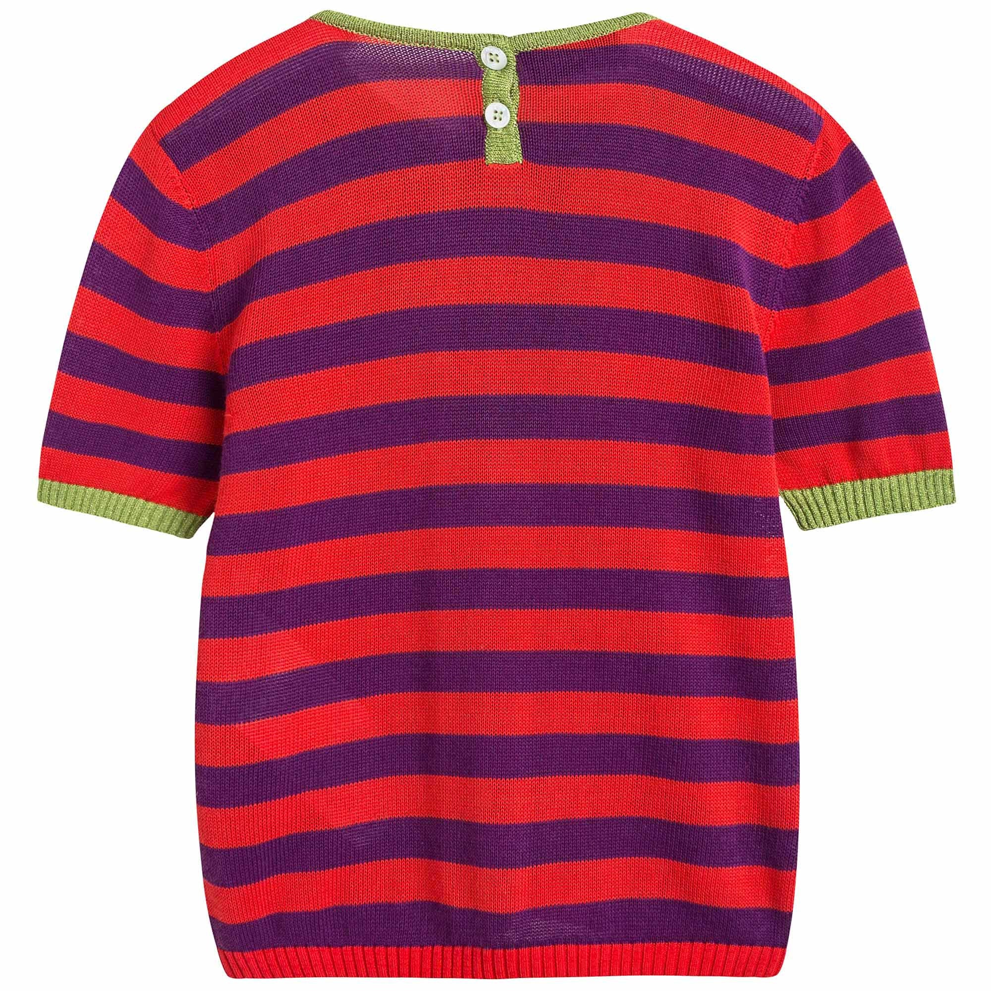 Girls Blue & Red Striped Top