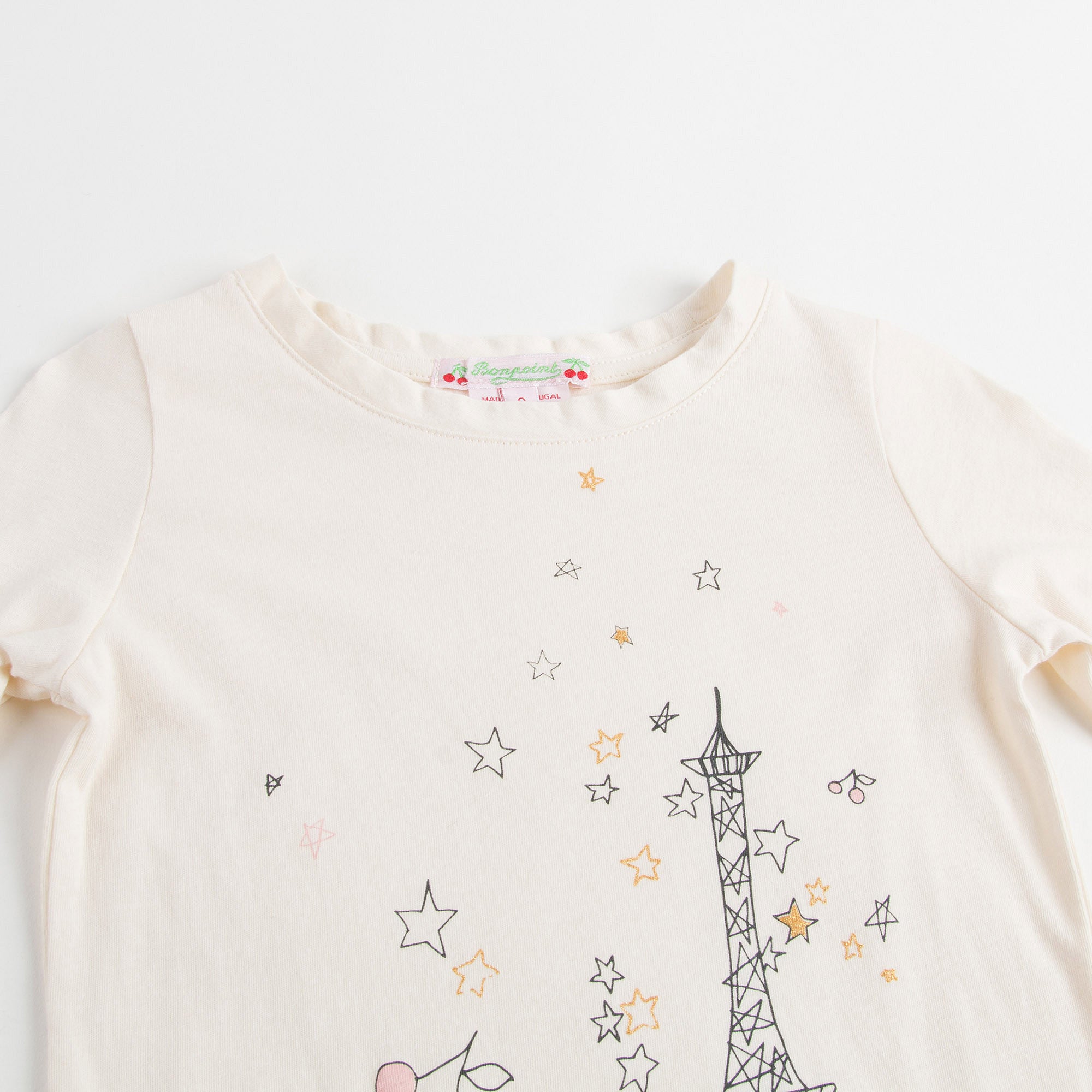 Girls Beige Cotton Eiffel Printed Trims T-Shirt - CÉMAROSE | Children's Fashion Store - 4